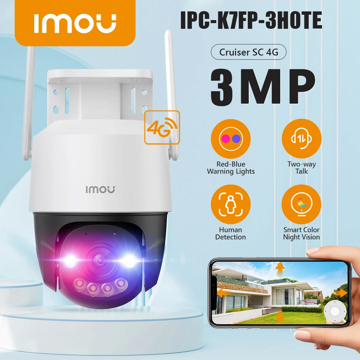 IPC-K7FP-3H0TE Camera IMOU 4G Cruiser SC 3MP Full Color) 4 Camera PT Full Color IMOU Cruiser SC 4G 3MP (IPC-K7FP-3H0TE)